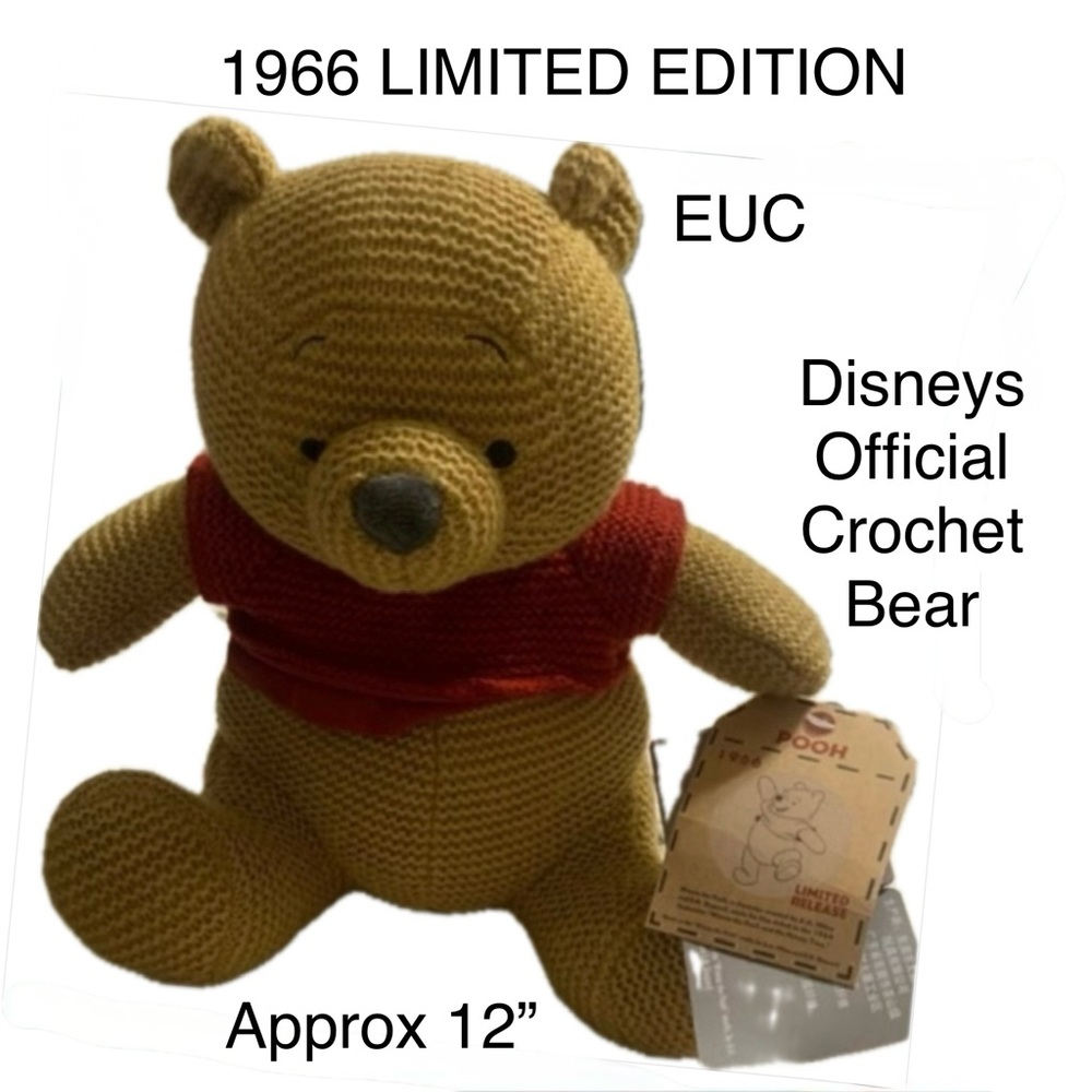 RETRO ⭐️ 1966 DISNEY Winnie the Pooh, Authentic Crochet Bear,